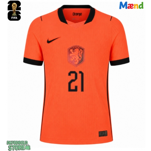Holland Frenkie de Jong #21 Replika Hjemmebanetrøje VM 2026 Kortærmet